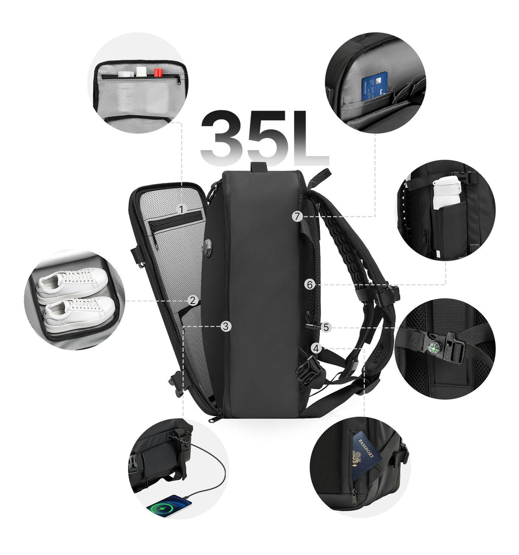TheDailyCarry  35L Vacuum Compression Travel Backpack with Air Pump